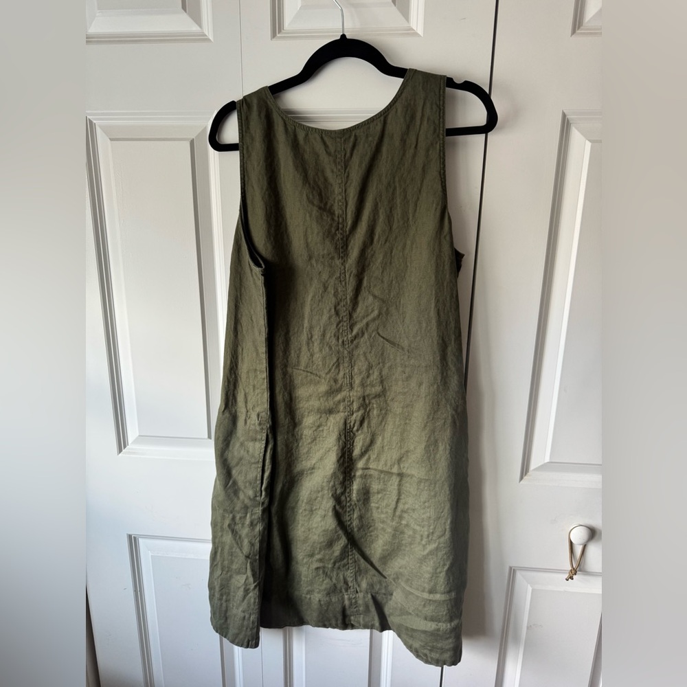 J. Jill Olive 100% Linen Olive Sleeveless Dress